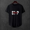  Unisex Oversize Modern Boy Pamuklu Etek Oval Siyah Baskili T-shirt